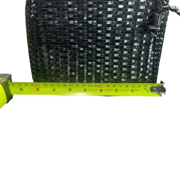 Vintage CEM Black Woven Leather Crossbody Bag Made in Brazil Braided Strap C E M - Picture 9 of 11